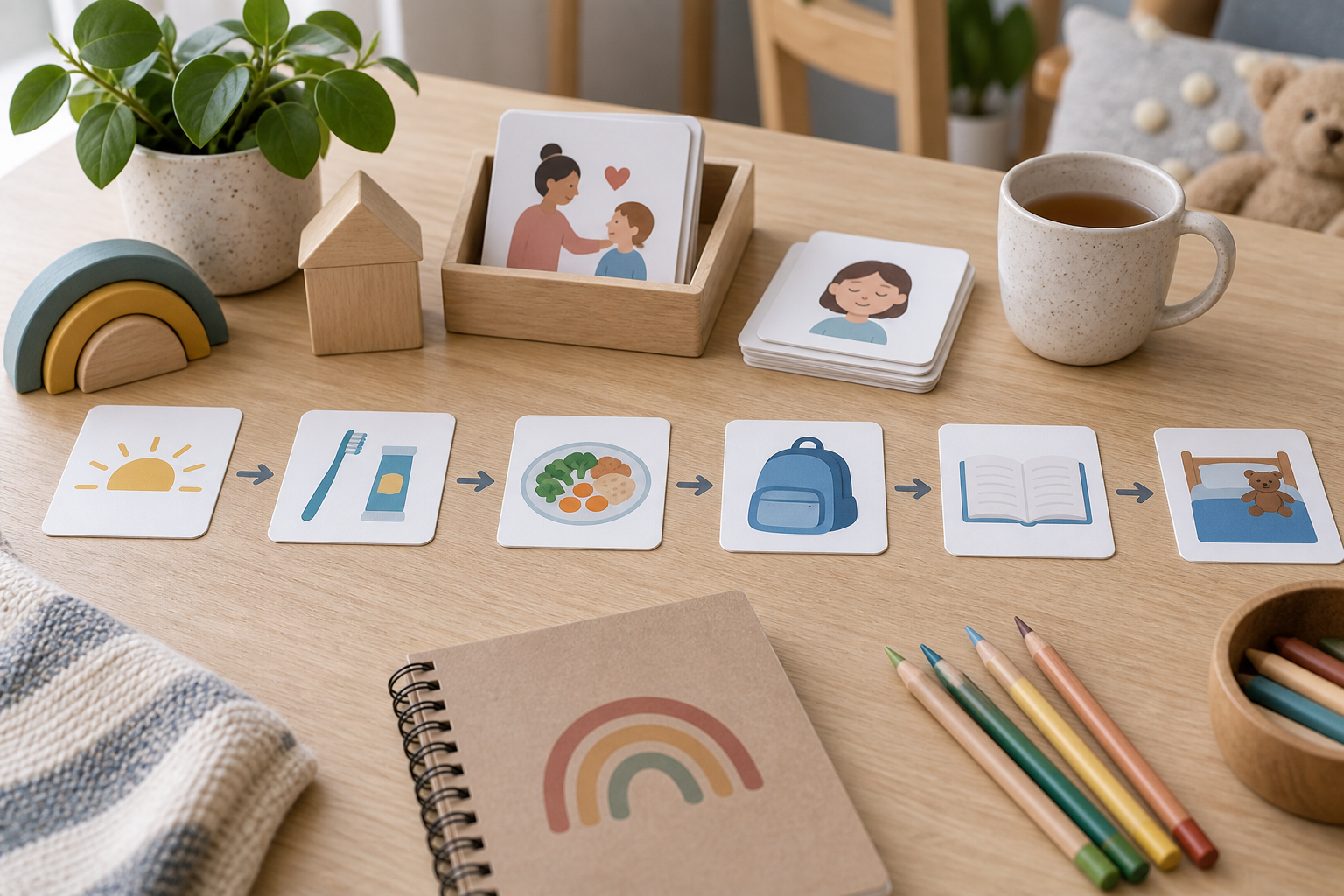 Supportive learning tools on a table